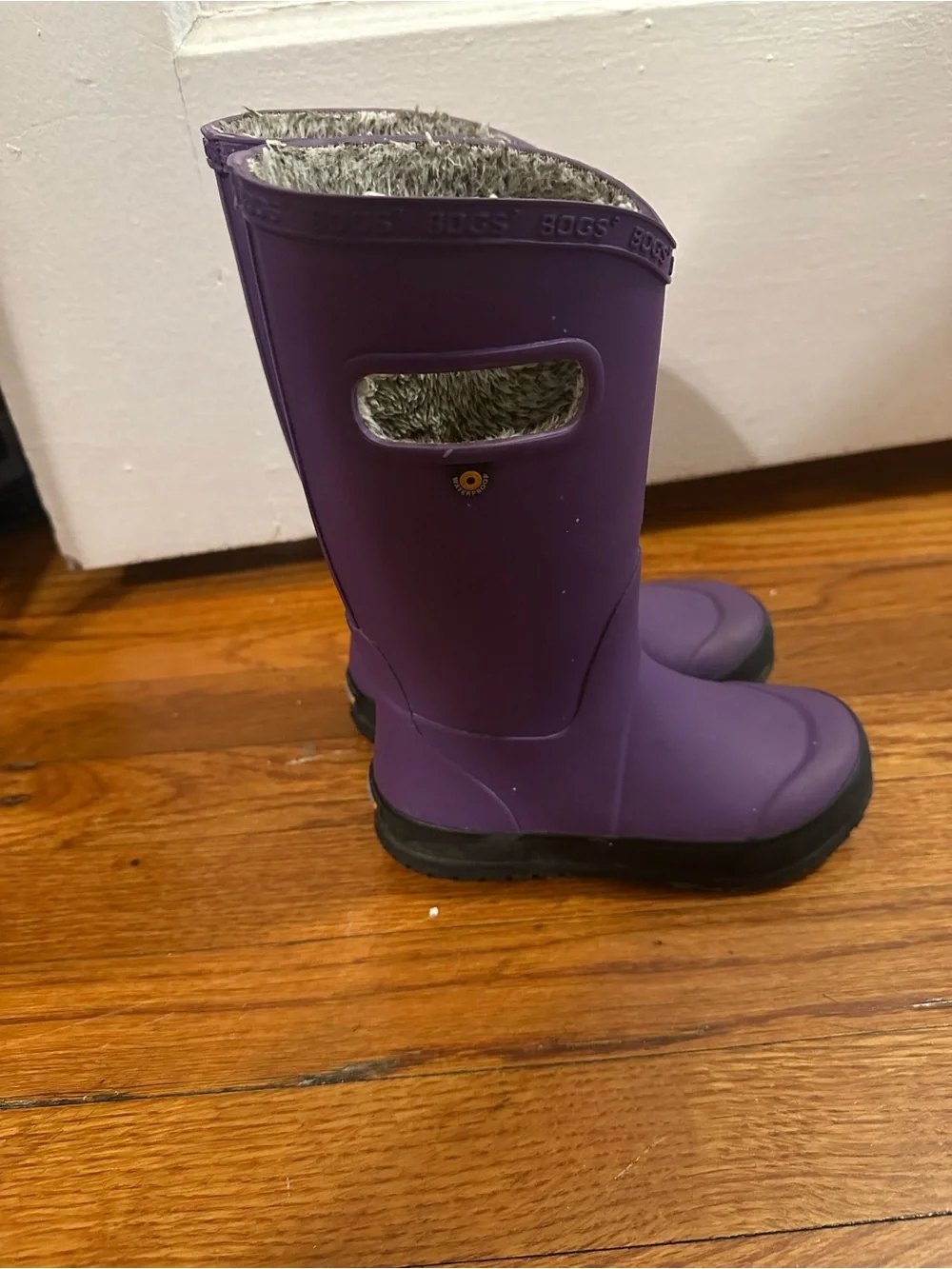 Bogs Kids Purple Waterproof Fleece-Lined Rain Boots